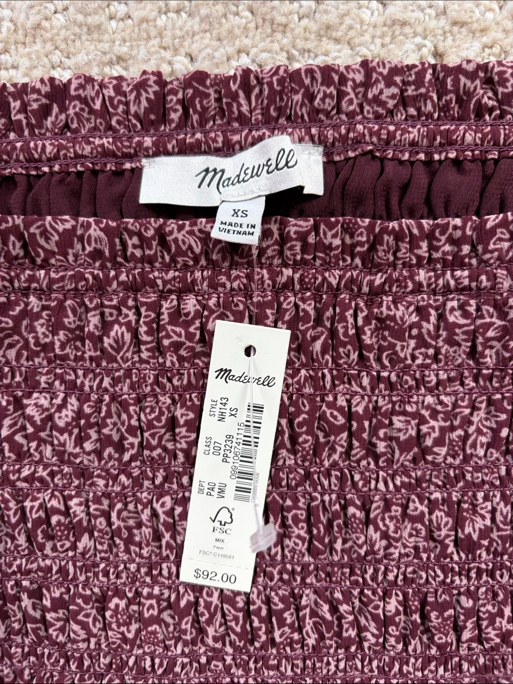 Madewell blouse smocked
